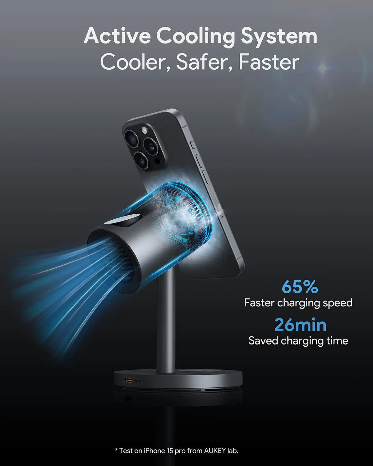 AUKEY LC-MC311A MagFusion 3-in-1 Pro Qi2 Active Cooling Wireless Charging Station with Active Cooling