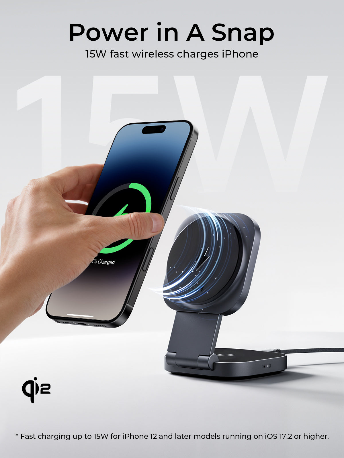AUKEY LC-MC211 MagFusion L Qi2 Foldable 2 In 1 Magnetic Wireless Charger