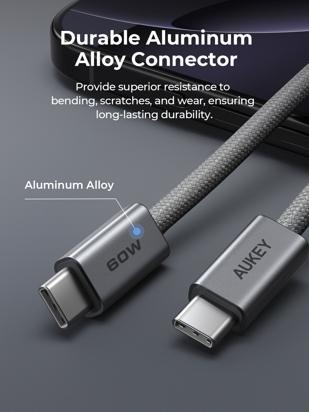 Aukey Circlet Blink 1m 60W DTY Braided USB-C to C Cable (CB-DCC061)