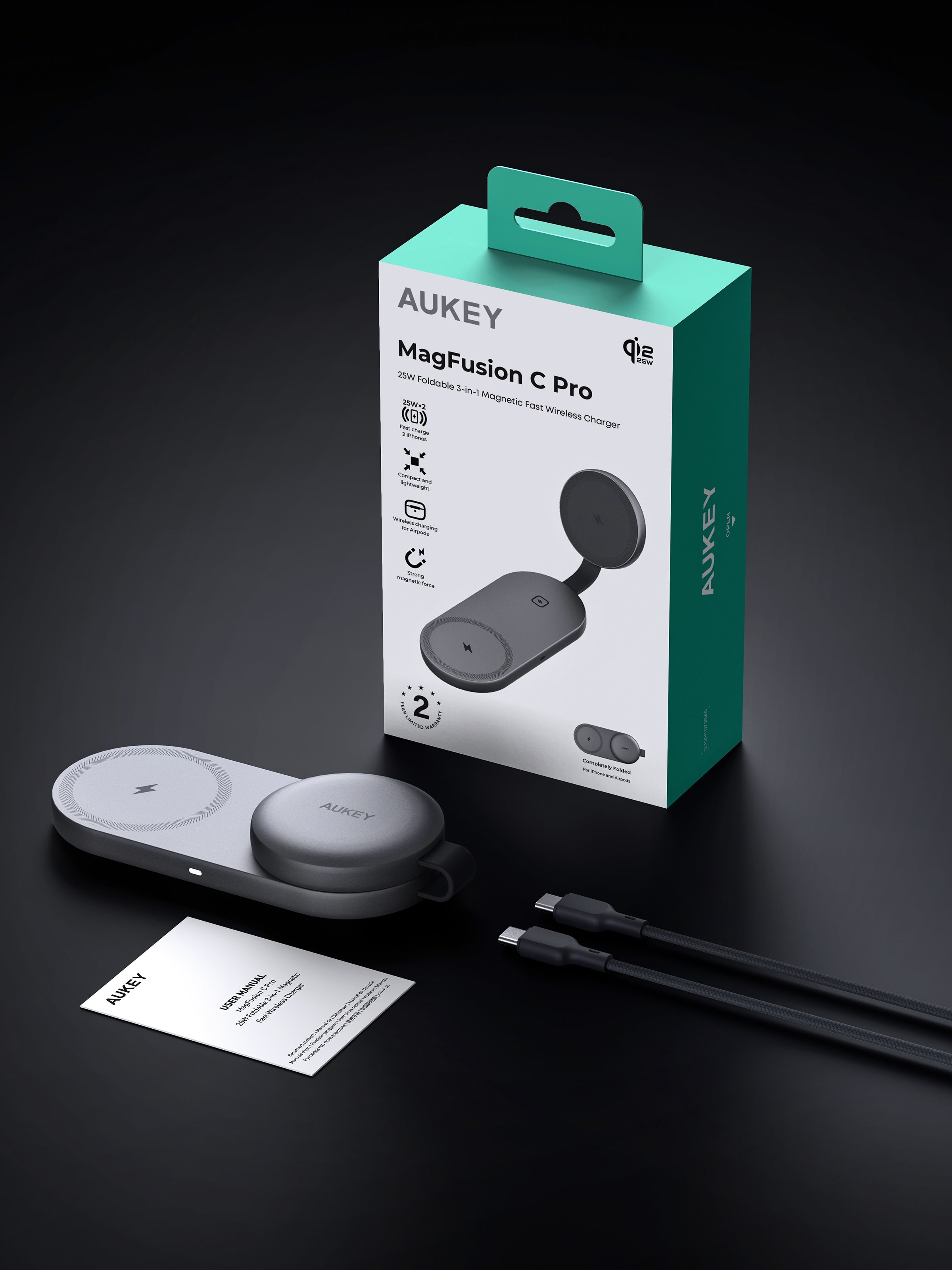 AUKEY LC-MC314 MagFusion C Pro Magnetic Wireless Charger
