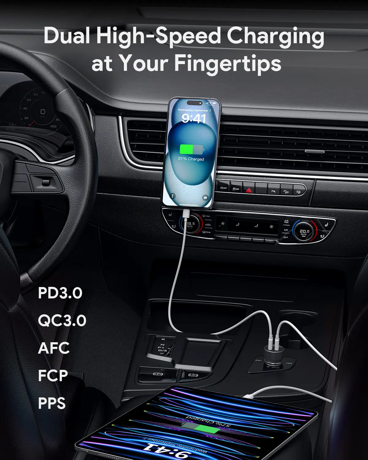 Aukey Car Charger Dual port 65W (CC-Y23)