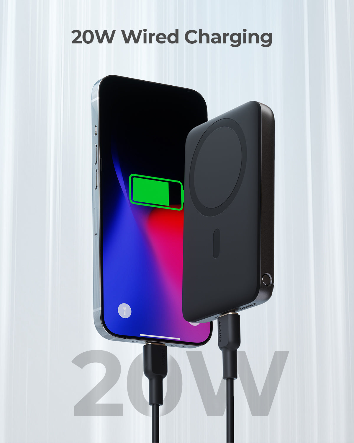 Aukey Maglink Power Bank Wireless Charger 30W 6700mAH (PB-MS01)