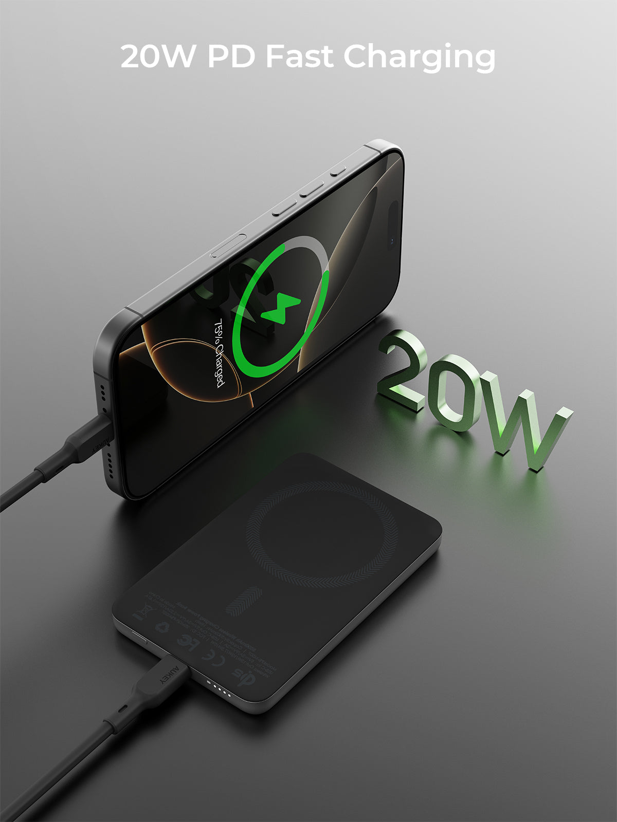 Aukey MagFusion M Qi2 5000mAh Magnetic Wireless Power Bank (PB-MS07)