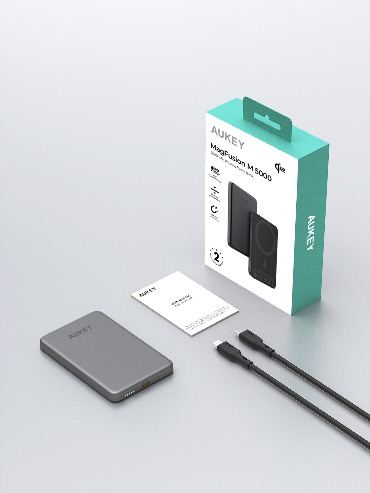 Aukey MagFusion M Qi2 5000mAh Magnetic Wireless Power Bank (PB-MS07)