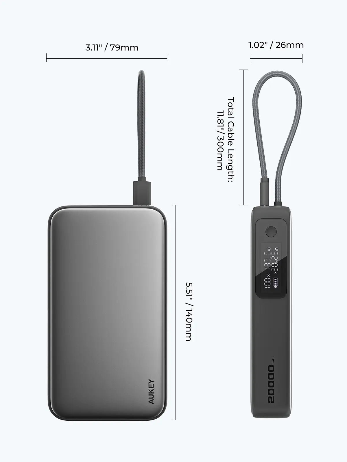 Power Bank with built in USB C Cable