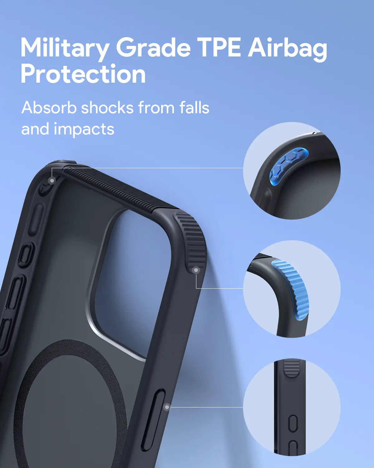 Aukey Urban Guard Elite Magnetic Hard-Shell iPhone 15 Pro Phone Case - Dark Gray (UG10)