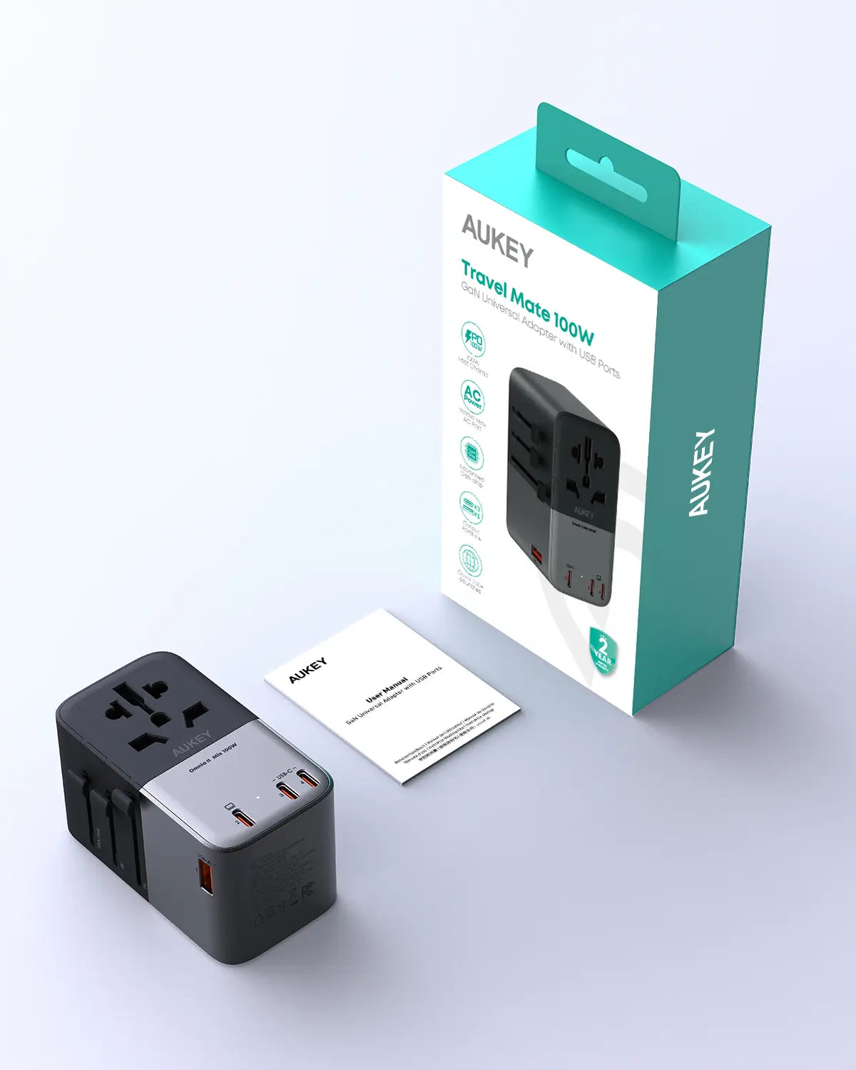 Aukey Travel Mate Universal Adapter with USB ports 100W (PA-TA09A)