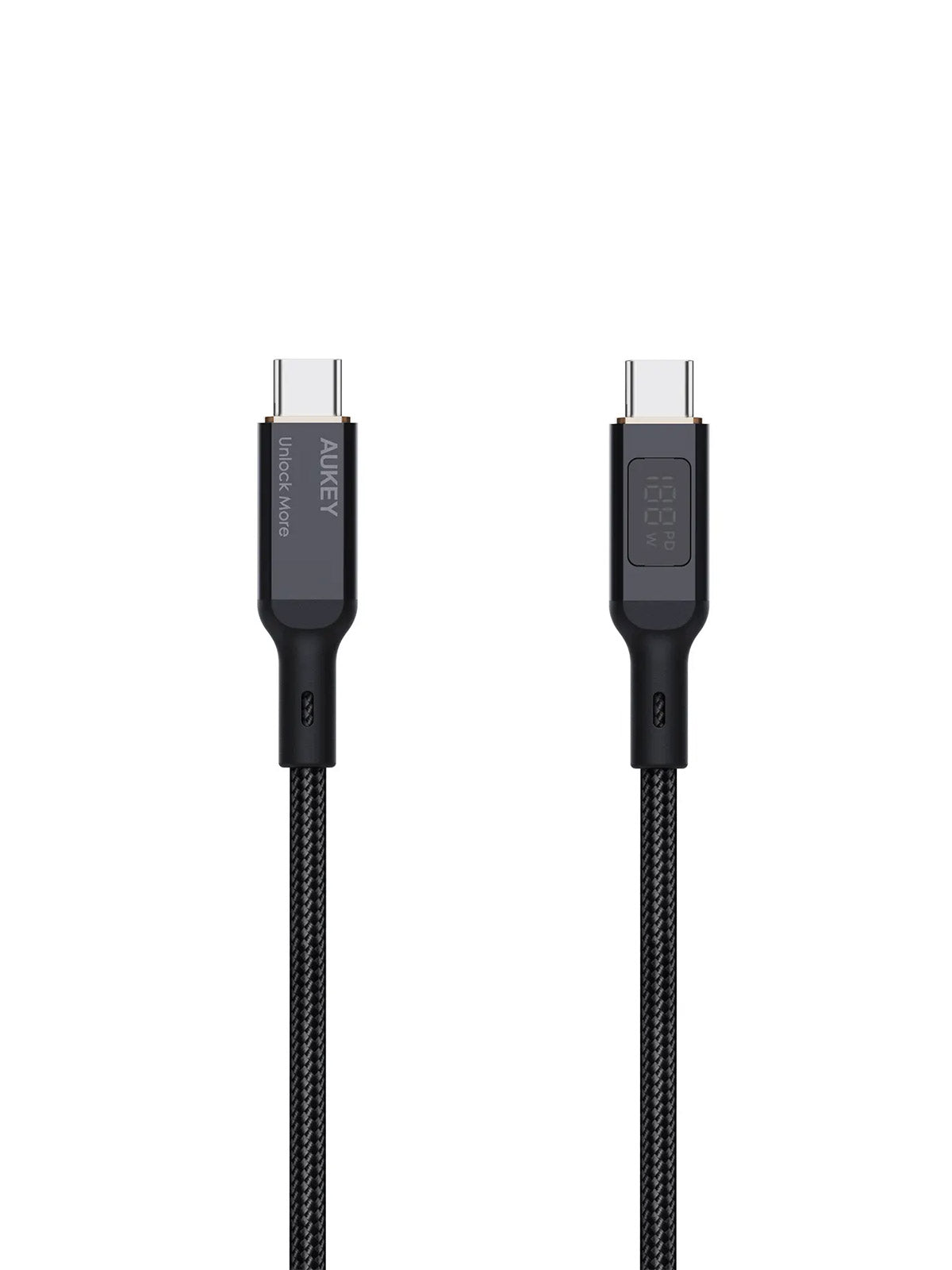 Aukey Circlet Blink USB-C to C Cable Nylon Braided LCD Display 100W 1M - Black (CB-MCC101)