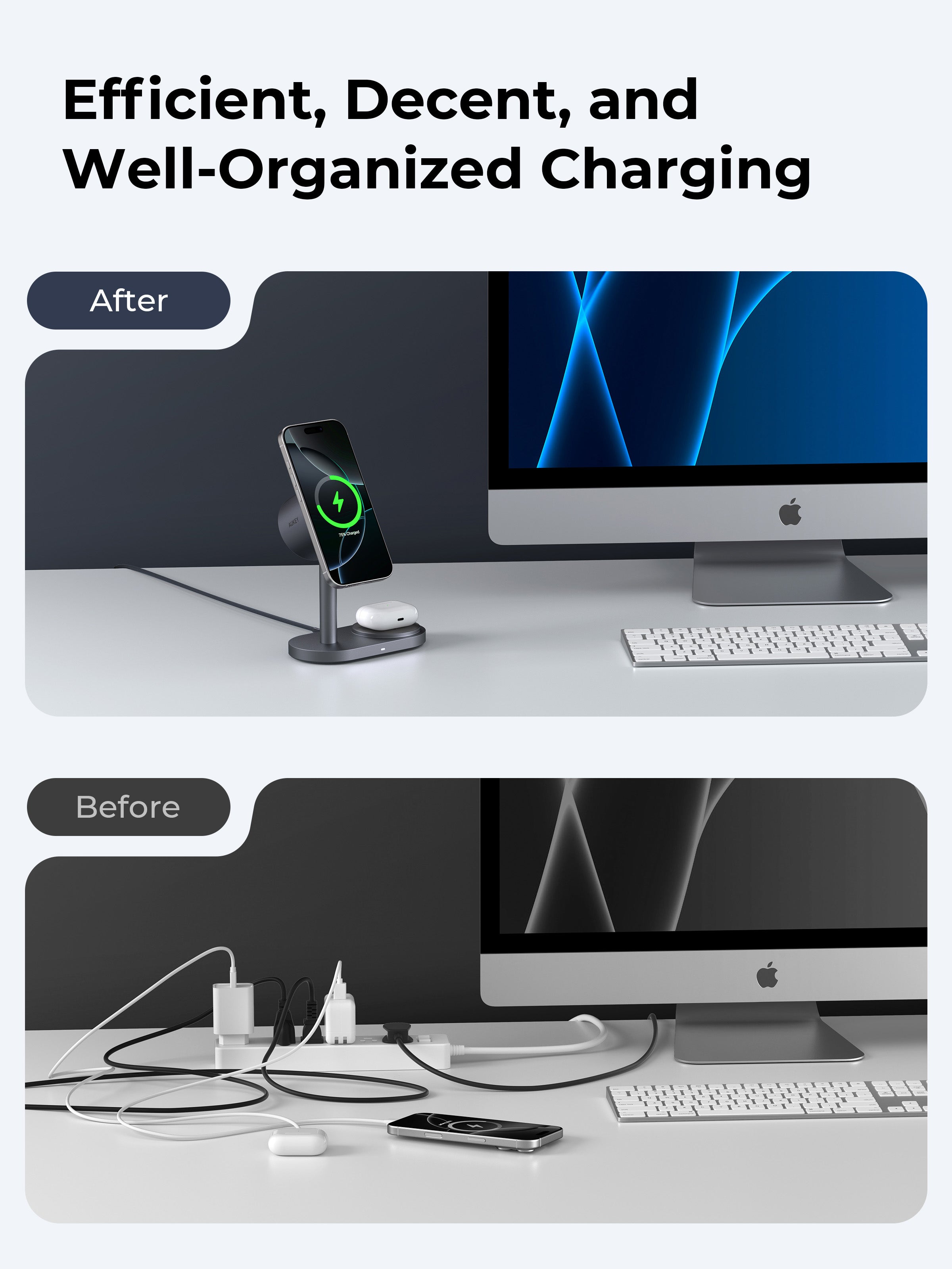 AUKEY LC-MC213 Qi2.2 MagFusion 2X 2-in-1 Magnetic Wireless Charger