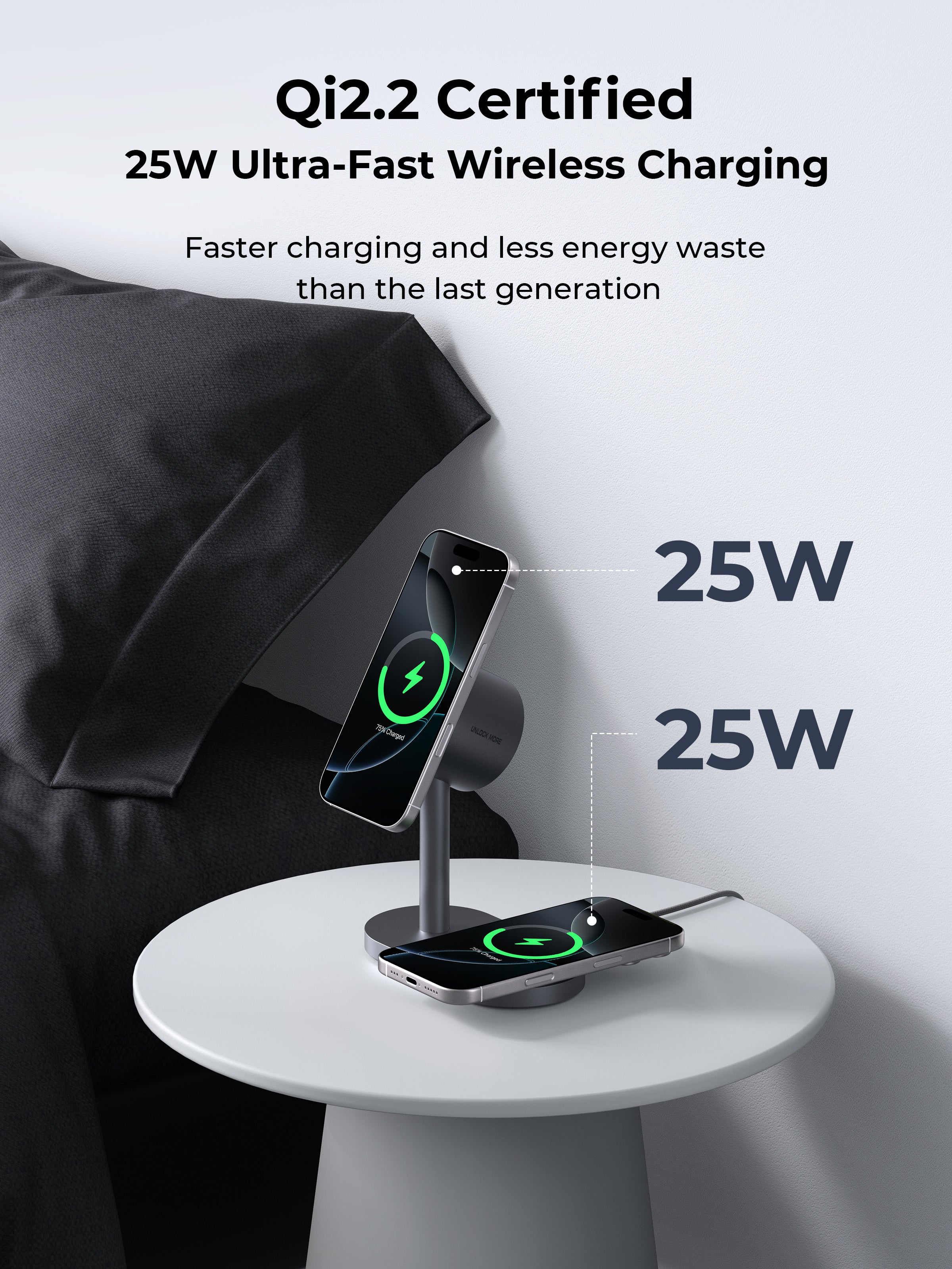 AUKEY LC-MC213 Qi2.2 MagFusion 2X 2-in-1 Magnetic Wireless Charger