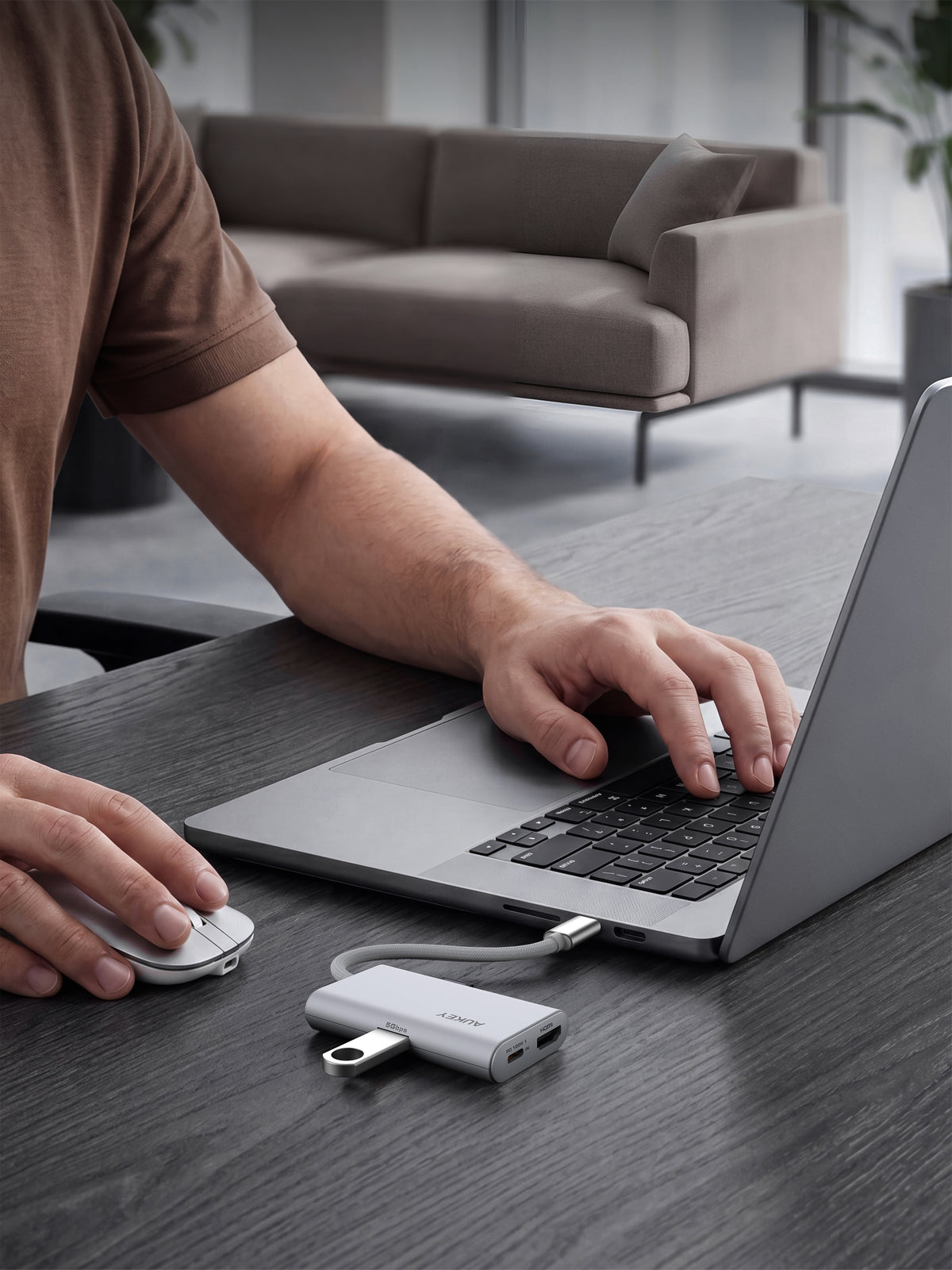 AUKEY UH-CUH06 OfficeDok 5-in-1 USB-C Hub with 4K HDMI & 100W Power Delivery