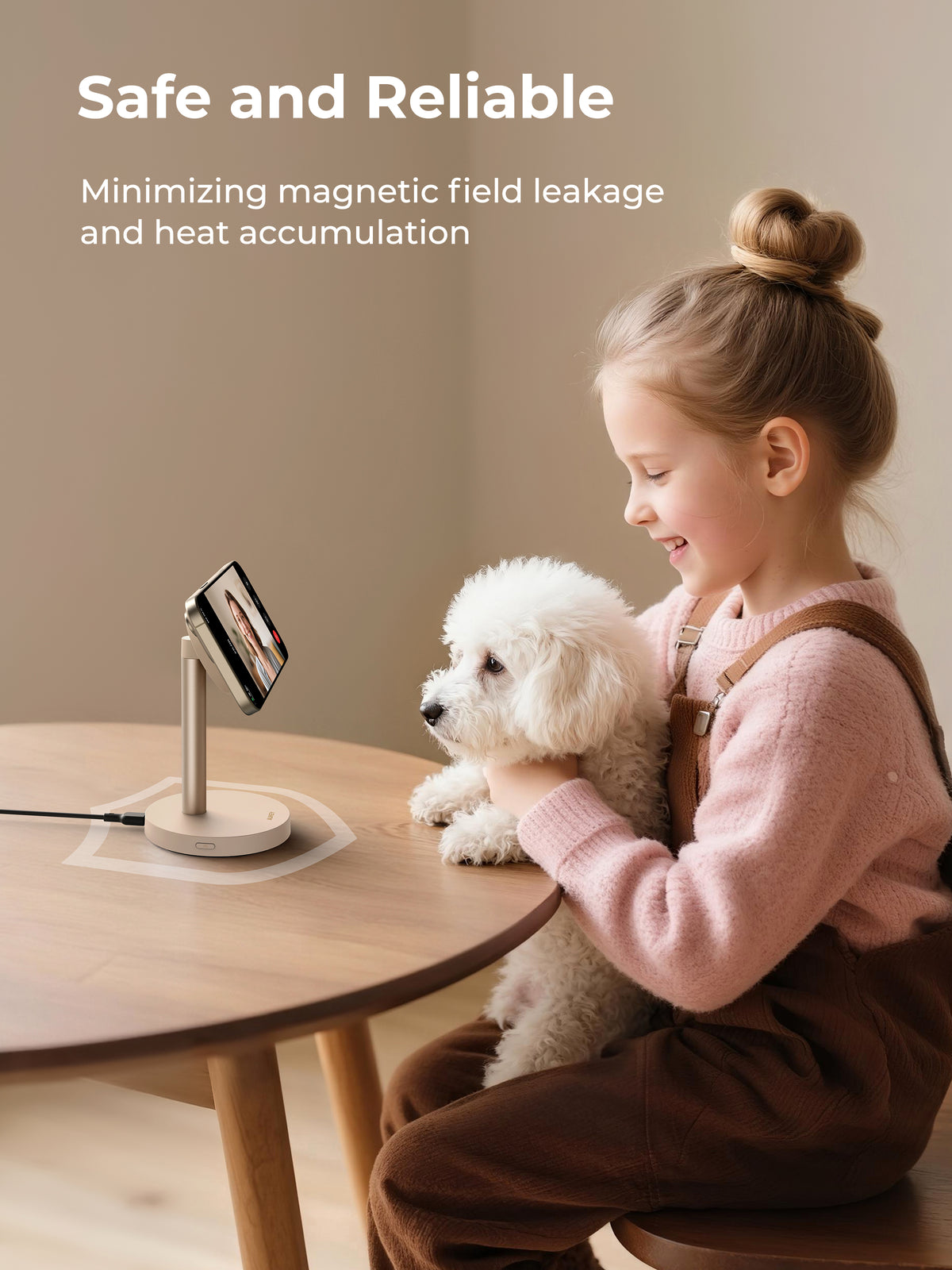 AUKEY MagFusion 1X Qi2.2 25W Fast Magnetic Wireless Charging Stand for iPhone, Samsung & Google Pixel – LC-MC111 (Gold Edition with USB-C Cable)