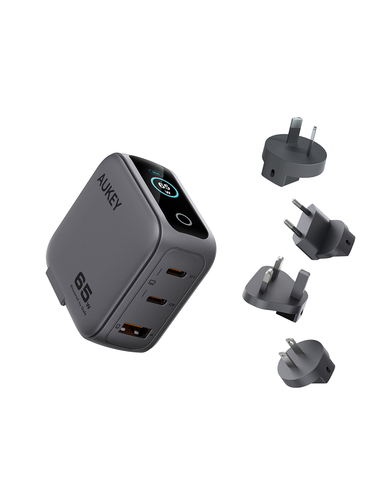 Nova PinS 65W GaN 3-Port USB-C Charger with Smart Display & Interchangeable Plugs – PA-B8U
