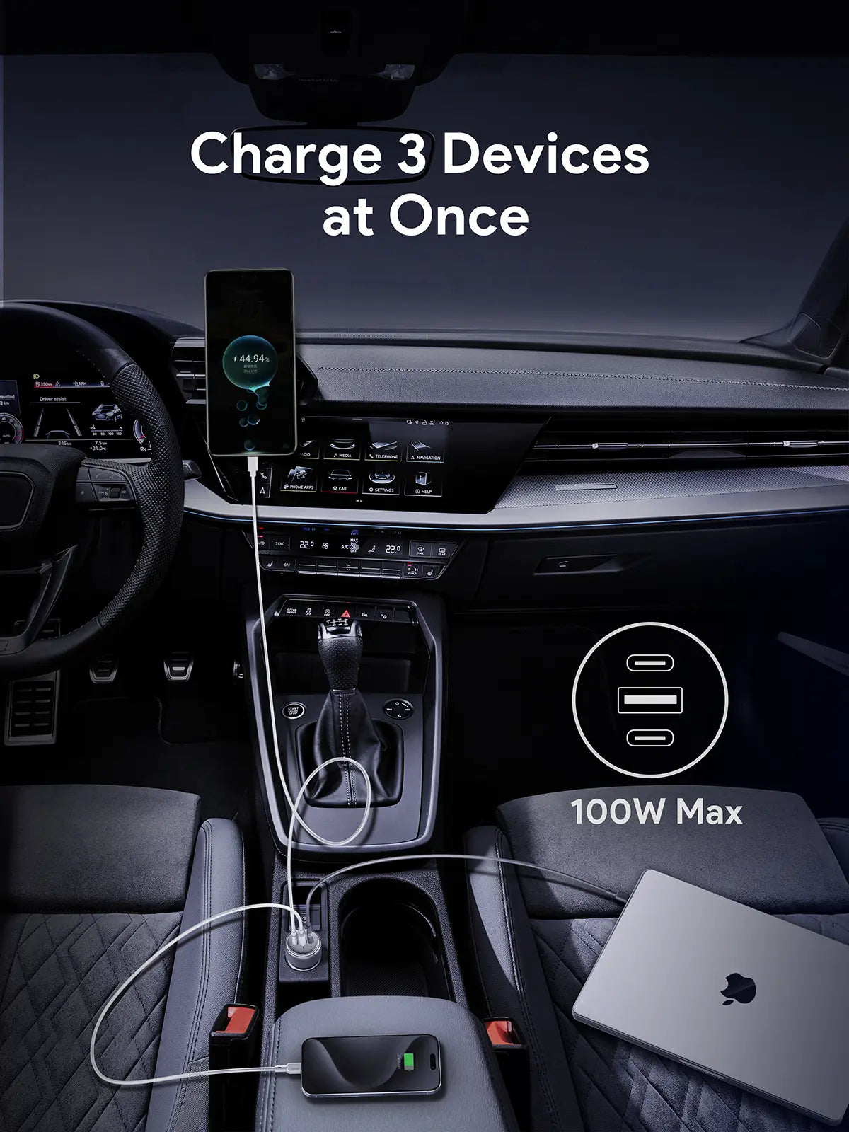 Aukey Pathfinder Mix 3 Car Charger 100W (CC-P3)