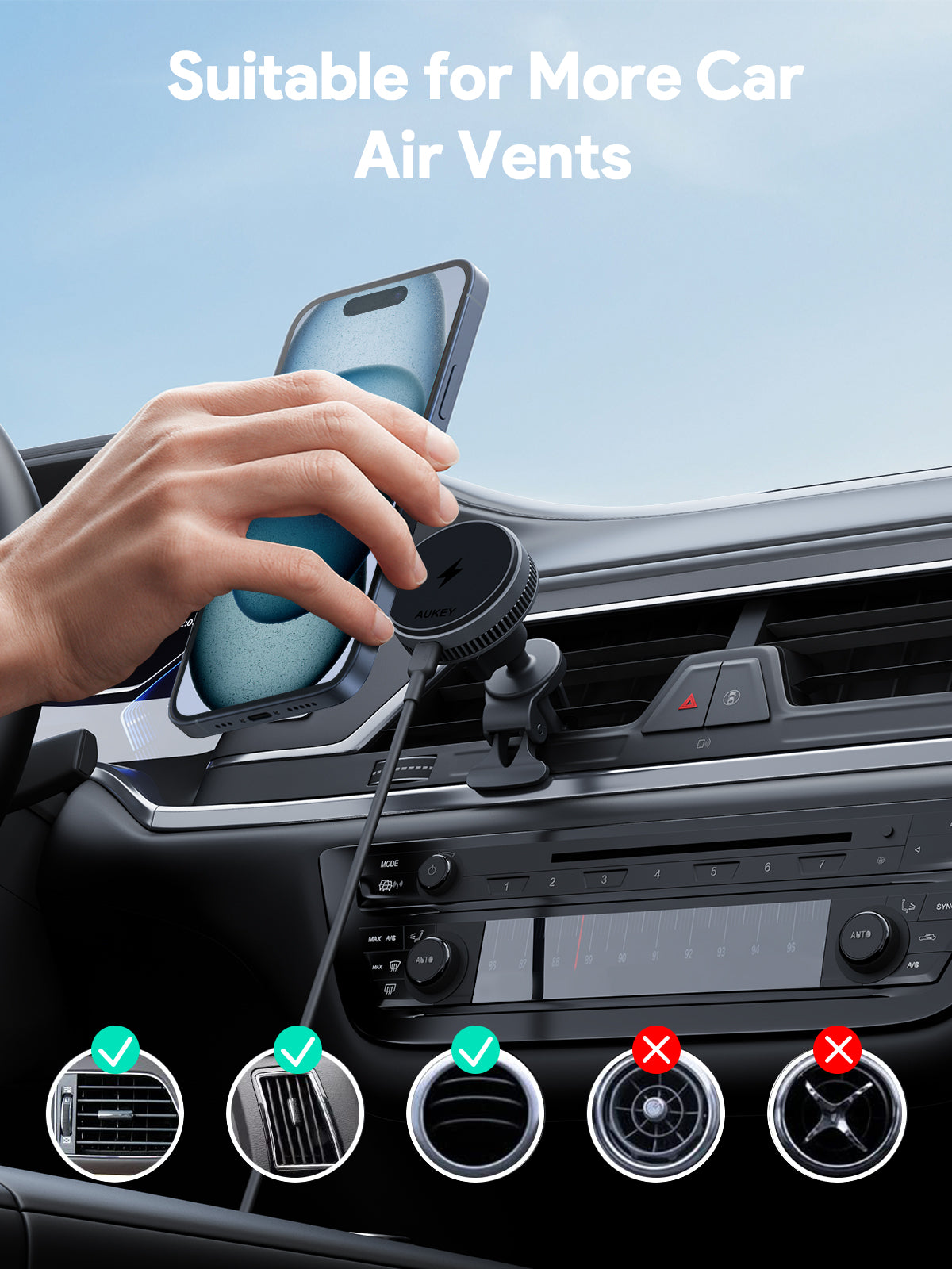 AUKEY HD-MC13AP MagFusion Dash Pro Plus Qi2.2 Active Cooling Wireless Charging Phone Mount