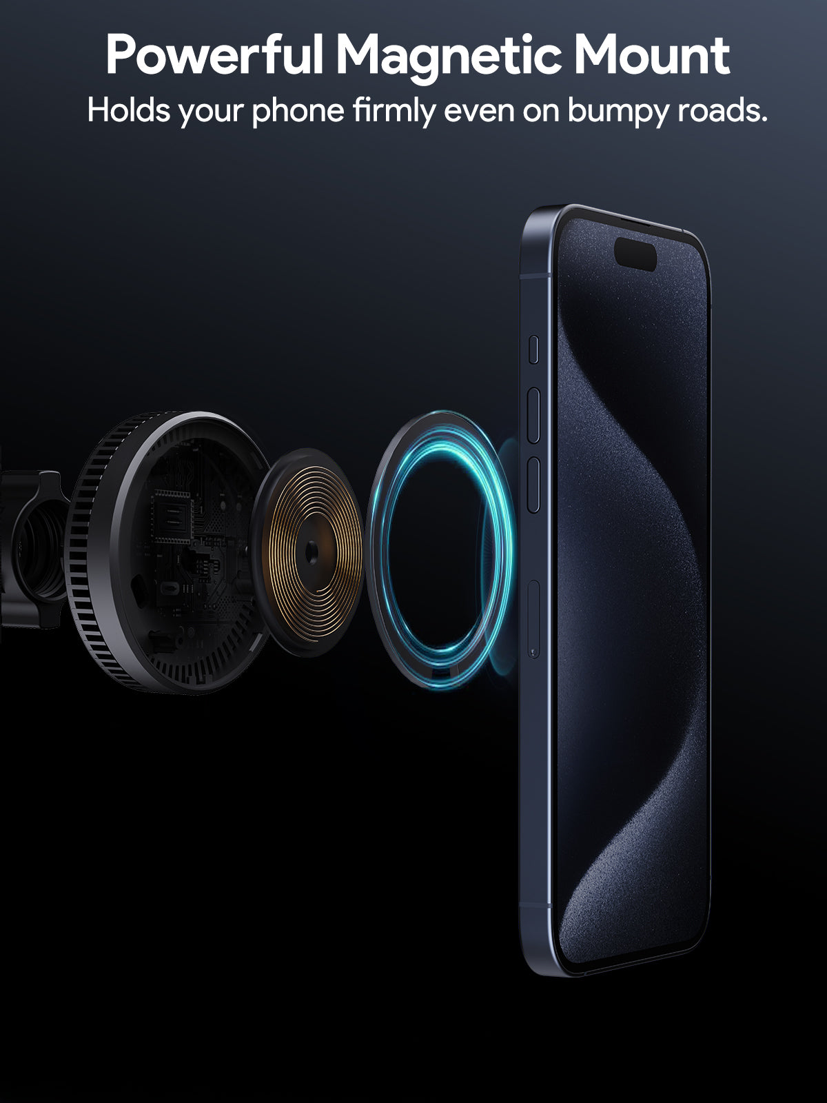 AUKEY HD-MC13AP MagFusion Dash Pro Plus Qi2.2 Active Cooling Wireless Charging Phone Mount