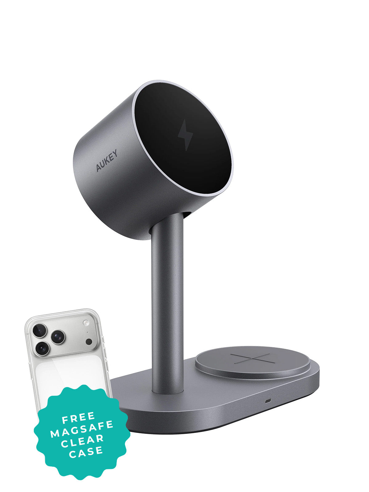 AUKEY MagFusion 2X Qi2.2 25W 2-in-1 Dual Magnetic Wireless Charging Station for iPhone, Samsung, Google Pixel, AirPods, Galaxy Buds & Pixel Buds – LC-MC213