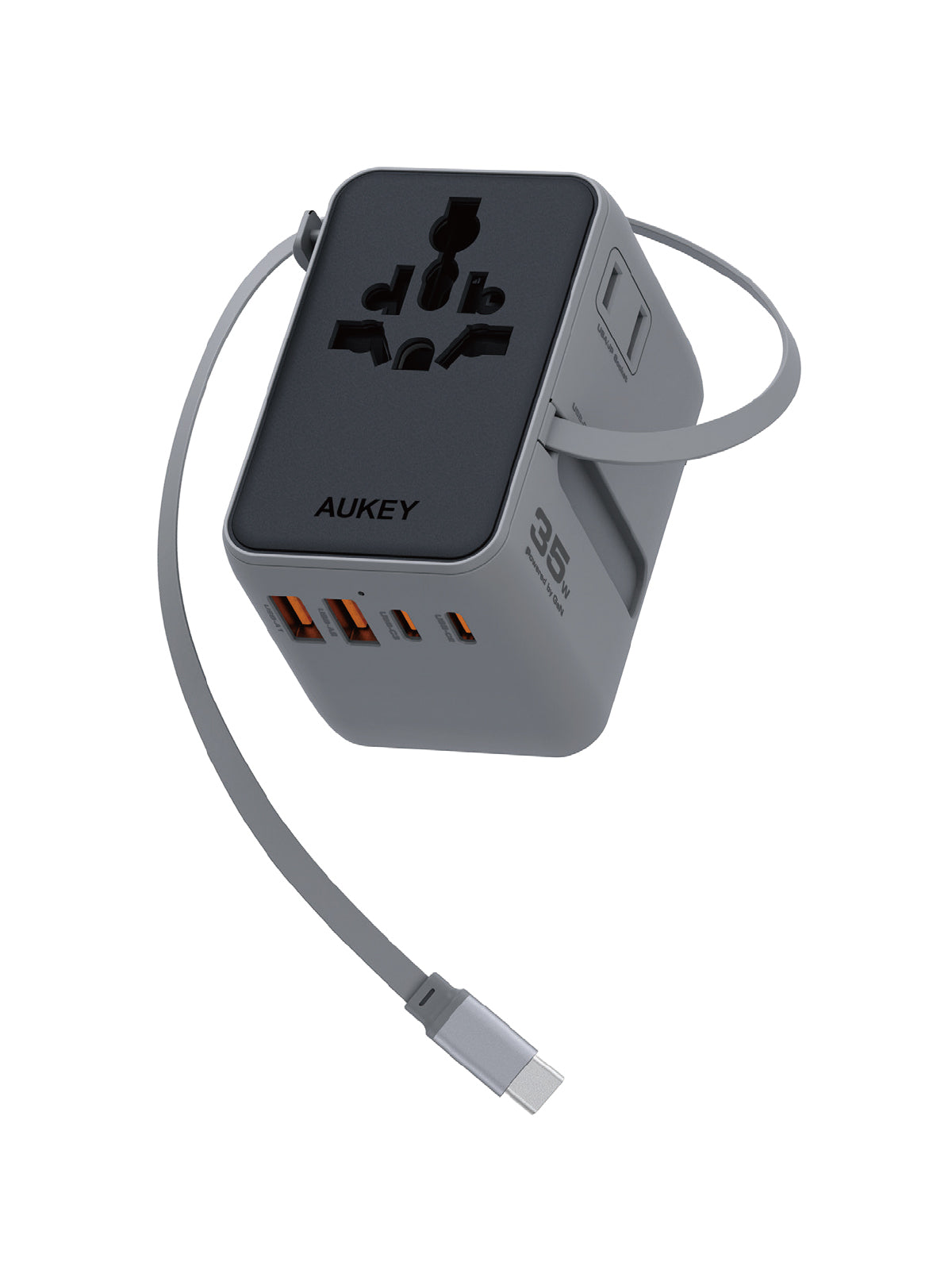 AUKEY PA-TA12 Globe 35W GaN Universal Adapter with Retractable Cable