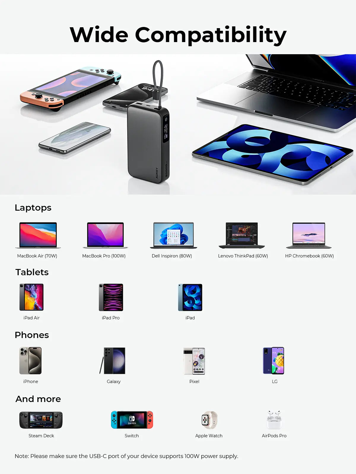 Power Bank with built in USB C Cable