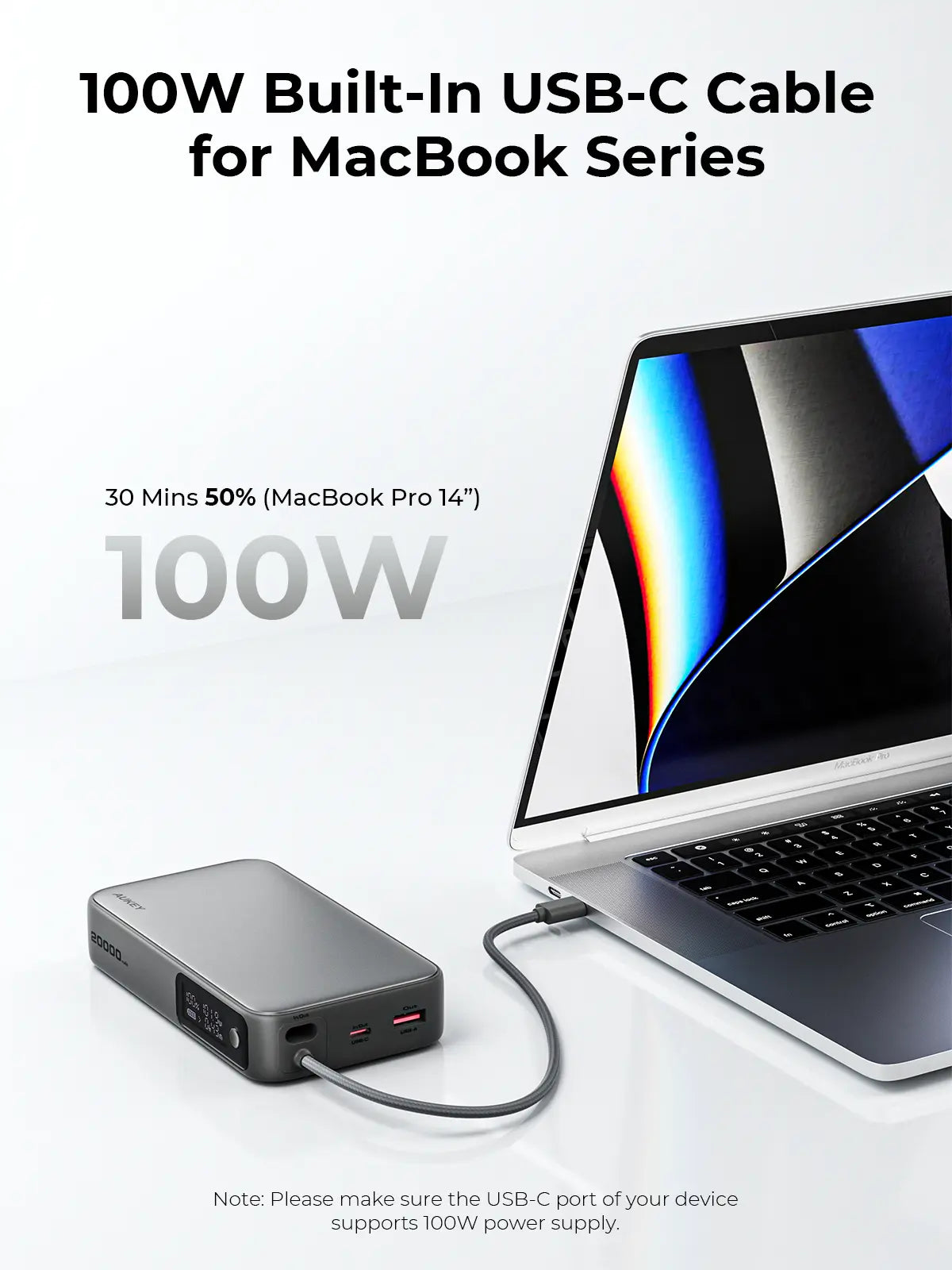 Power Bank with built in USB C Cable