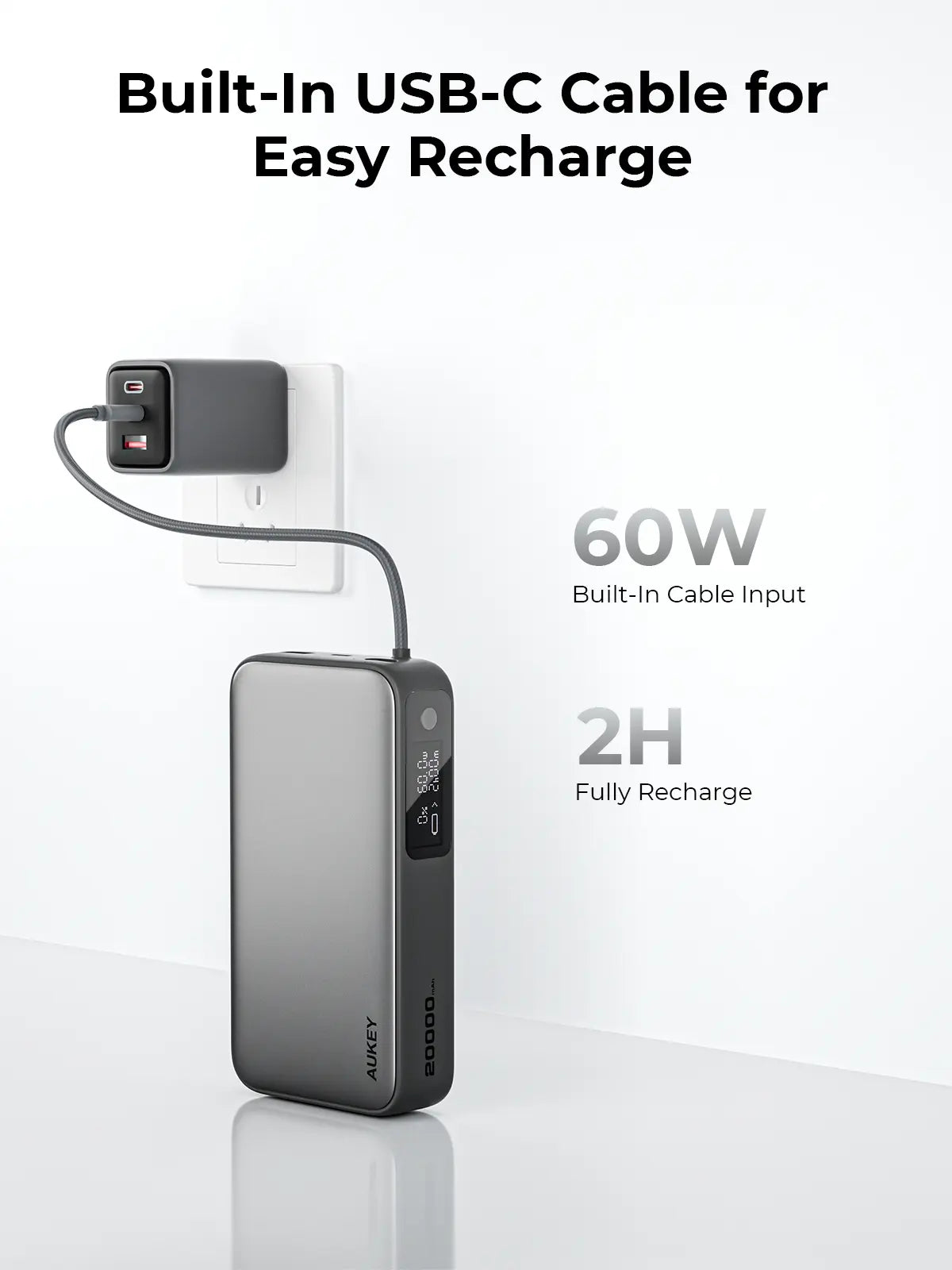 Power Bank with built in USB C Cable