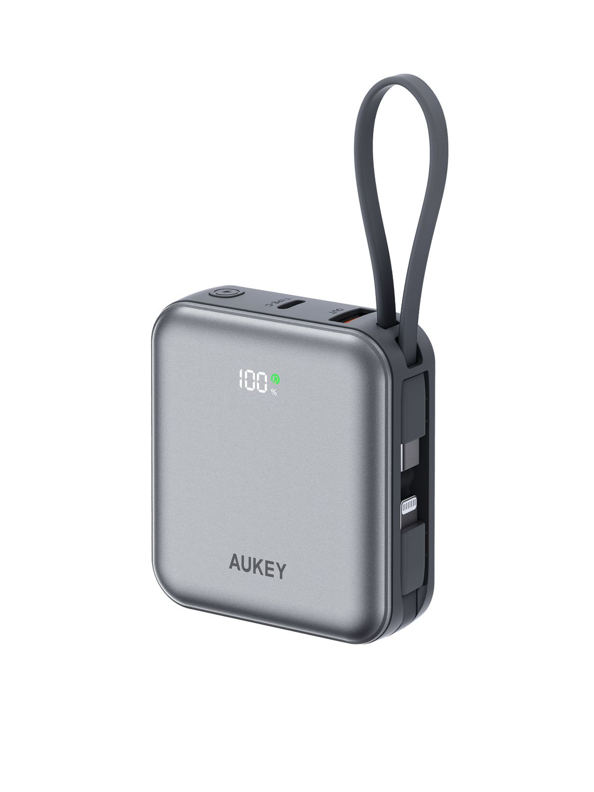 AUKEY Swivel Mini L 10000 22.5W 10000mAh CCC Certified Power Bank with Built-in USB-C and Lightning Cables - PB-Y91L